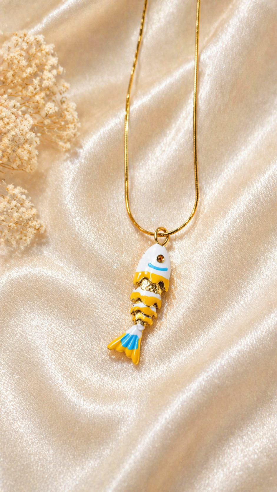 Cute Enamel Fish Pendant Necklace ✨