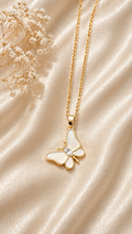 Elegant Pearl Butterfly Gold Pendant Necklace ✨