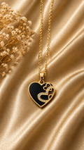 Elegant Black Heart Gold Pendant Necklace ✨