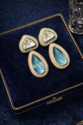 Luxury Mint Green Teardrop Crystal & Pearl Statement Earrings
