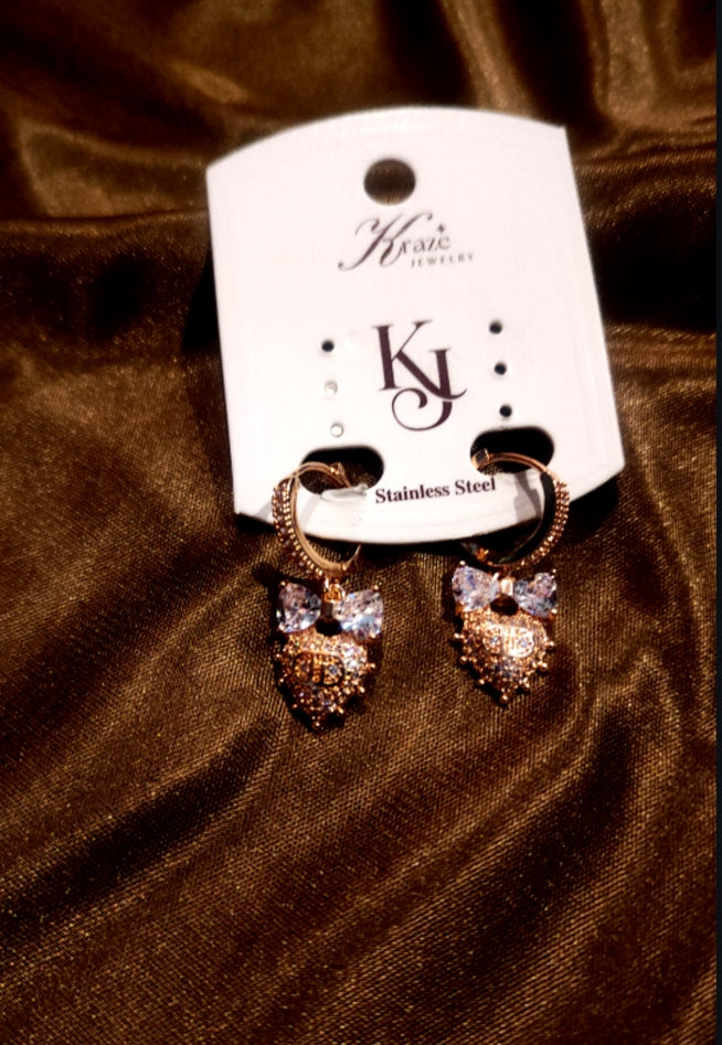 Cute Bow Heart Hoop Earrings for Women ✨