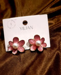 Elegant Floral Pearl Stud Earrings for Women