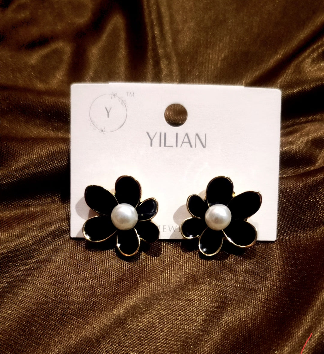 Elegant Floral Pearl Stud Earrings for Women
