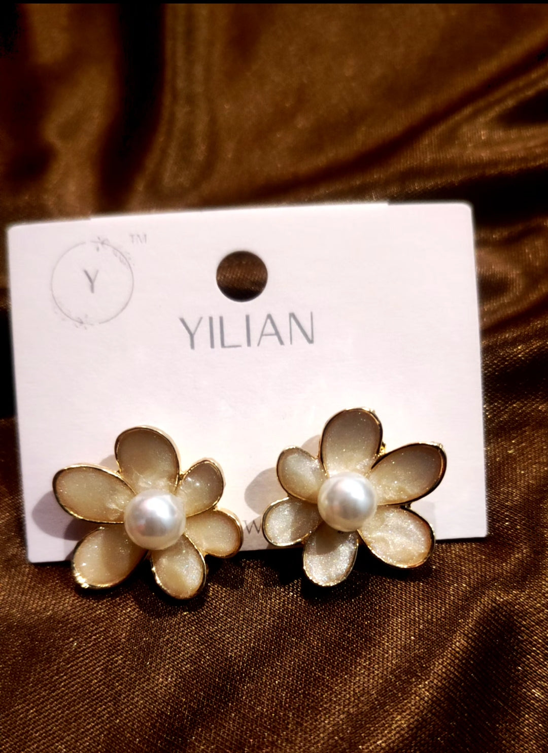 Elegant Floral Pearl Stud Earrings for Women