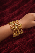 Elegant Gold Floral Charm Bangles Set ,8 piece of bangle
