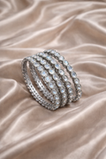 Luxury Silver Crystal Bangles Set