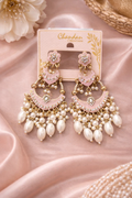 Elegant Pink Pearl Chandbali Earrings