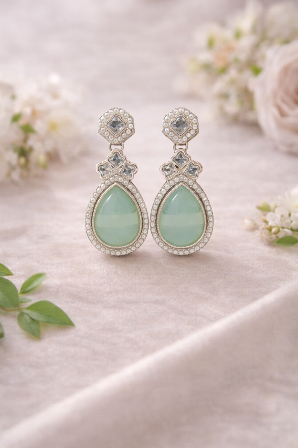 Customizable Teardrop Crystal Dangle Earrings