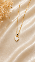Minimal White Heart Gold Pendant Necklace ✨🤍