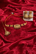 Royal Kundan Choker Necklace Set with Jhumka Earrings & Maang Tikka